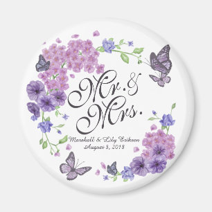 Personalised Butterflies Floral Wedding Magnet