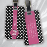 Personalised Butterfly Black Pink White Polka Dots Luggage Tag<br><div class="desc">Liven up your luggage with this personalised design that's perfect for travellers</div>