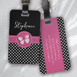 Personalised Butterfly Black Pink White Polka Dots Luggage Tag<br><div class="desc">Liven up your luggage with this personalised design that's perfect for travellers</div>