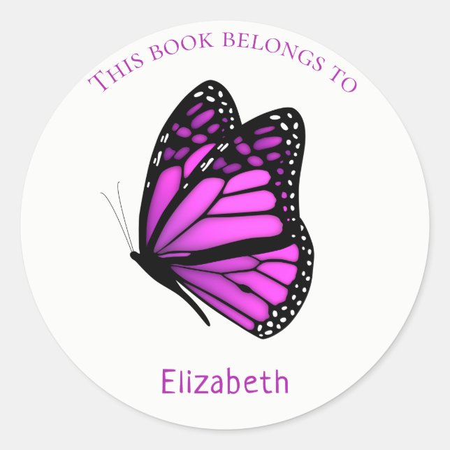 personalised butterfly book label stickers (Front)