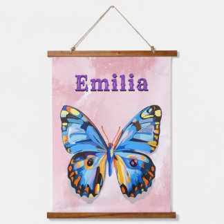 Personalised Butterfly Custom Name Preppy Hanging Tapestry