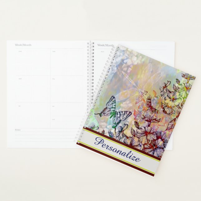 Personalised Butterfly, dragonfly and flowers Planner (Display)