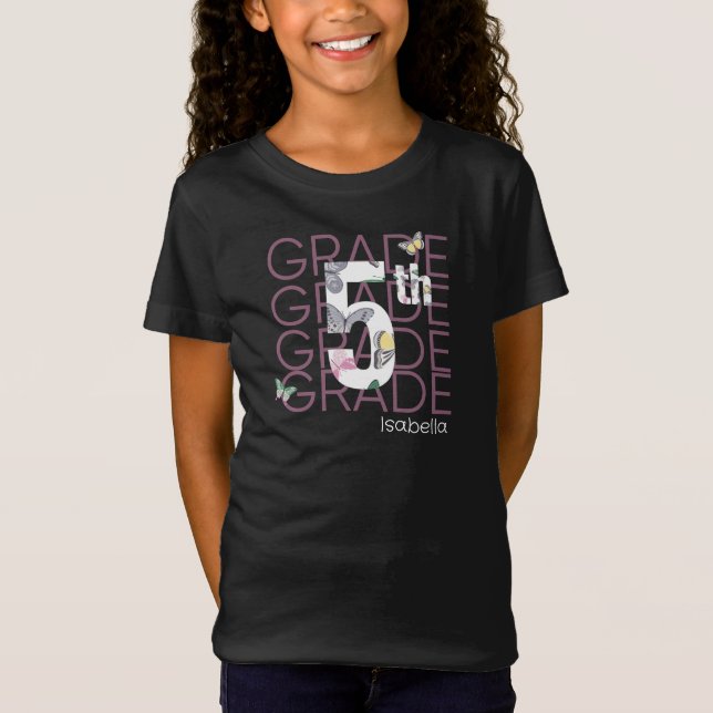 Personalised Butterfly Fifth Grade T-Shirt (Front)