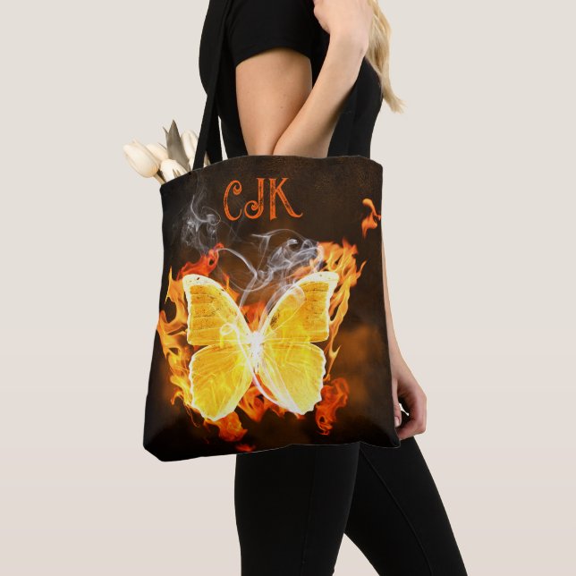 Personalised Butterfly Flames Tote Bag (Close Up)