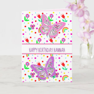 Personalised Butterfly Girl's Happy Birthday   Card