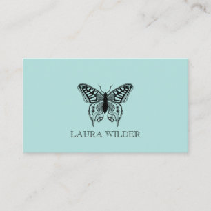Personalised Butterfly Illustration On Blue Green Business Card