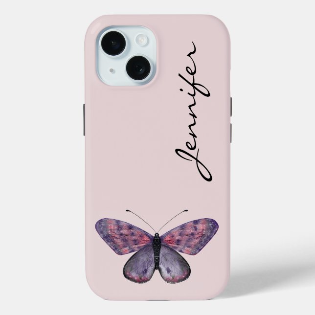 Personalised Butterfly iPhone 15 Phone Case  (Back)