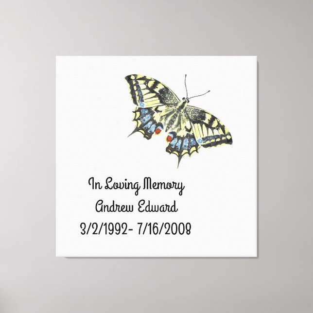 Personalised Butterfly Memorial Canvas Print (Front)