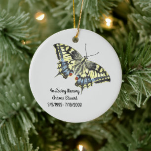 Personalised Butterfly Memorial Ceramic Tree Decoration