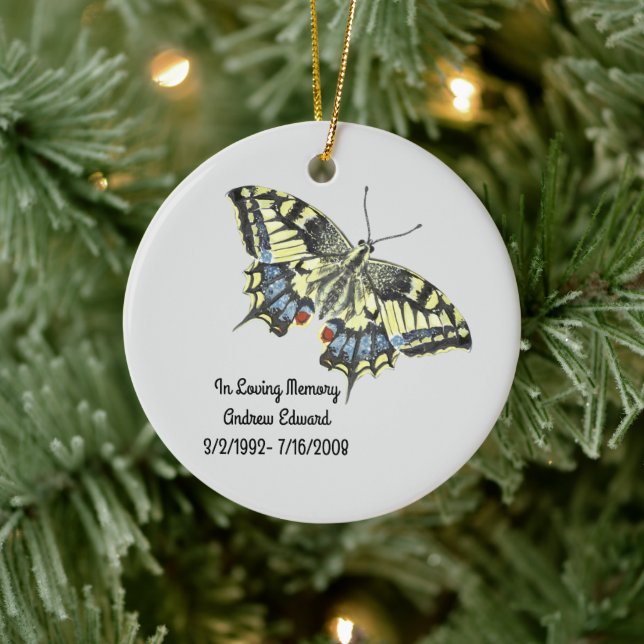 Personalised Butterfly Memorial Ceramic Tree Decoration (Tree)