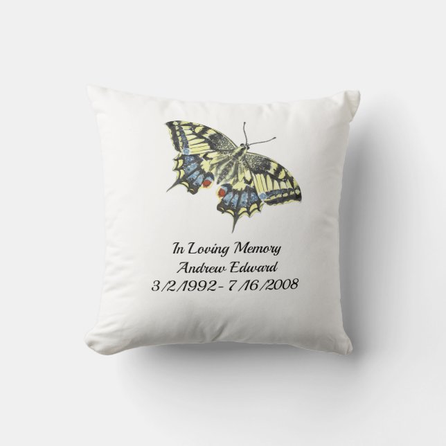 Personalised Butterfly Memorial Keepsake Cushion (Front)