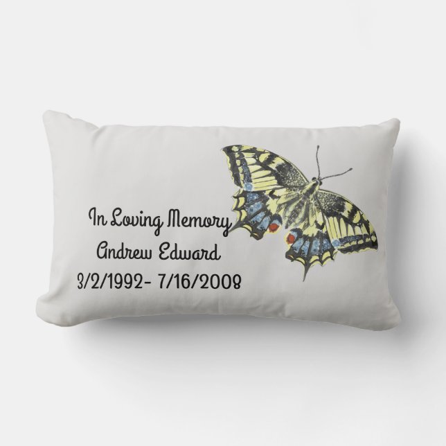 Personalised Butterfly Memorial Lumbar Cushion (Front)