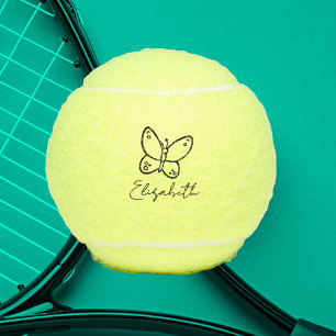 Personalised Butterfly Name Monogrammed Tennis Balls