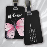 Personalised Butterfly Pink Black  Luggage Tag<br><div class="desc">Liven up your luggage with this personalised design that's perfect for travellers</div>