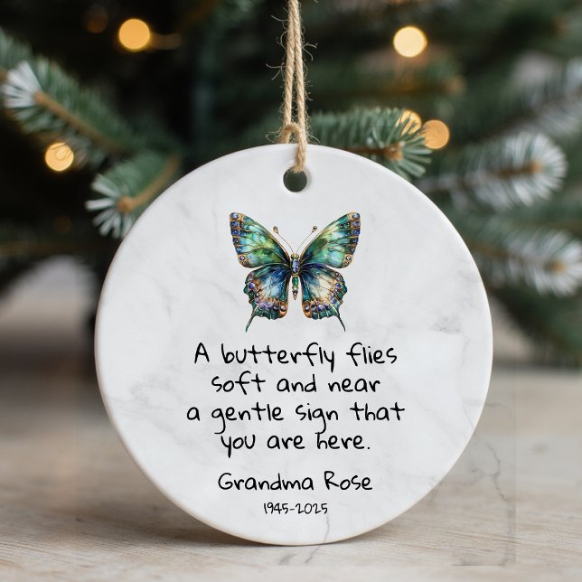 Personalised Butterfly Saying Memorial Ceramic Tree Decoration (Creator Uploaded)