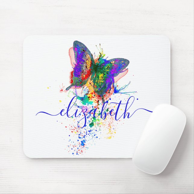 Personalised butterfly splatter   mouse pad (With Mouse)