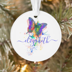 Personalised butterfly splatter ornament