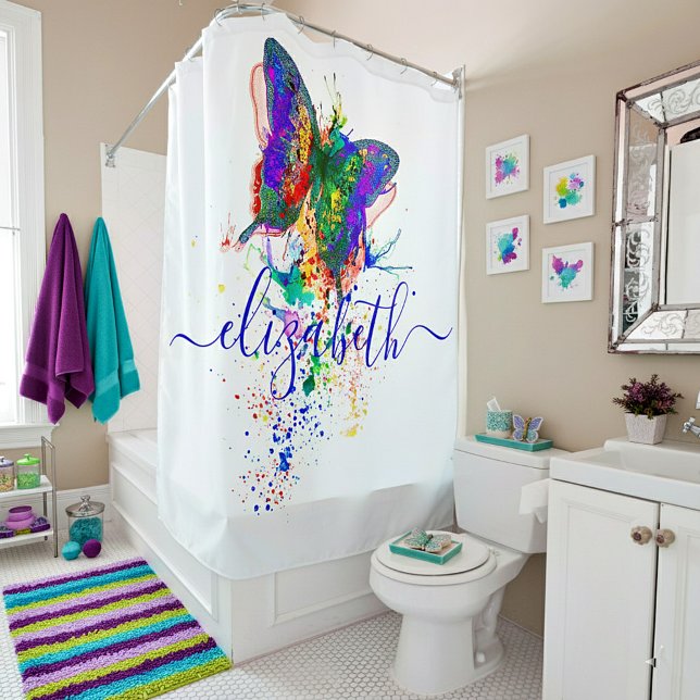 Personalised butterfly splatter  shower curtain (Creator Uploaded)