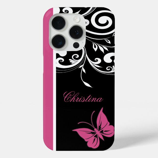 Personalised Butterfly Swirls Cranberry Pink Case-Mate iPhone Case (Back)