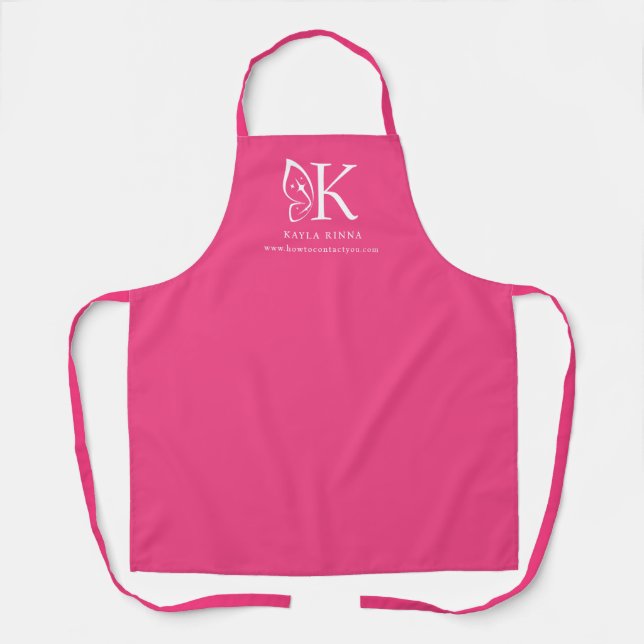 Personalised Butterfly Wing Initial Monogram Apron (Front)
