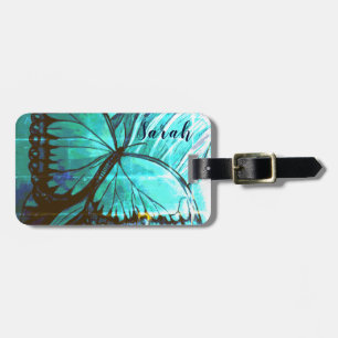 Personalised by Name Beautiful Butterfly Luggage Tag