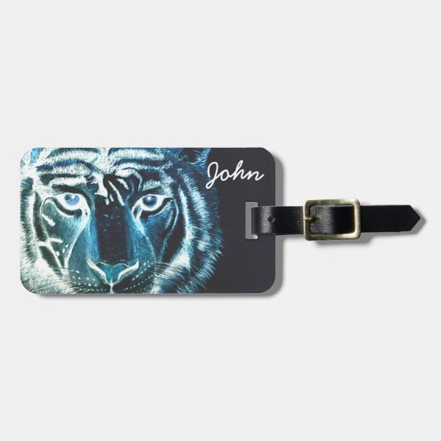 Personalised by name Tiger Design Luggage Tag (Front Horizontal)