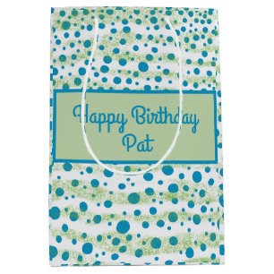 Personalised By the Sea Blue and Green Medium Gift Bag