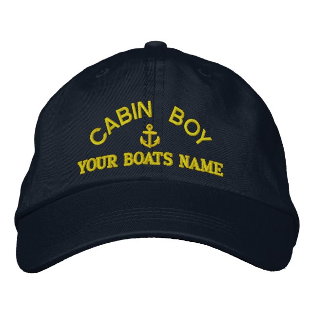 Personalised cabin boy  yacht crew embroidered hat (Front)