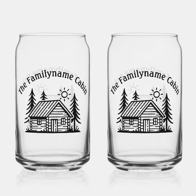 Personalised Cabin Can Glass Drinkware Set (Front)