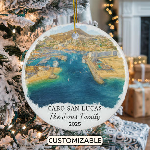 Personalised Cabo San Lucas Ornament, Mexico Ceramic Tree Decoration