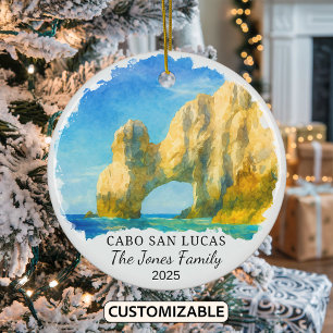 Personalised Cabo San Lucas Ornament, Mexico Ceramic Tree Decoration