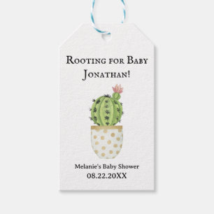 Personalised Cactus Baby Shower "Rooting for Baby" Gift Tags