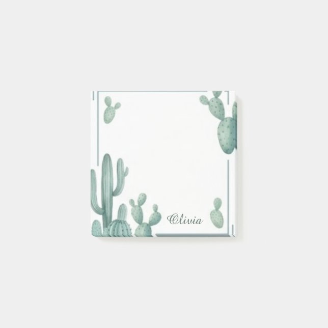Personalised Cactus Watercolor Sticky Notes (Front)