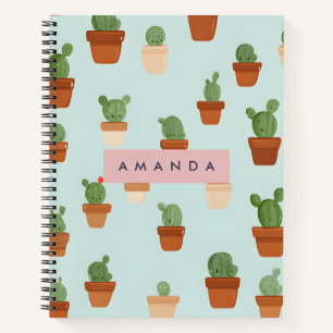 Personalised Cactus with Terracotta Pots Notebook