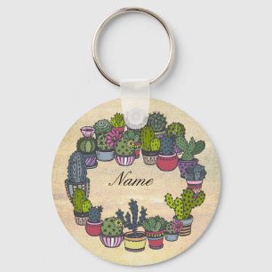 Personalised Cactus Wreath Key Ring