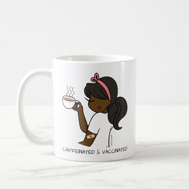 Personalised Caffeinated & Vaccinated Coffee Mug (Left)