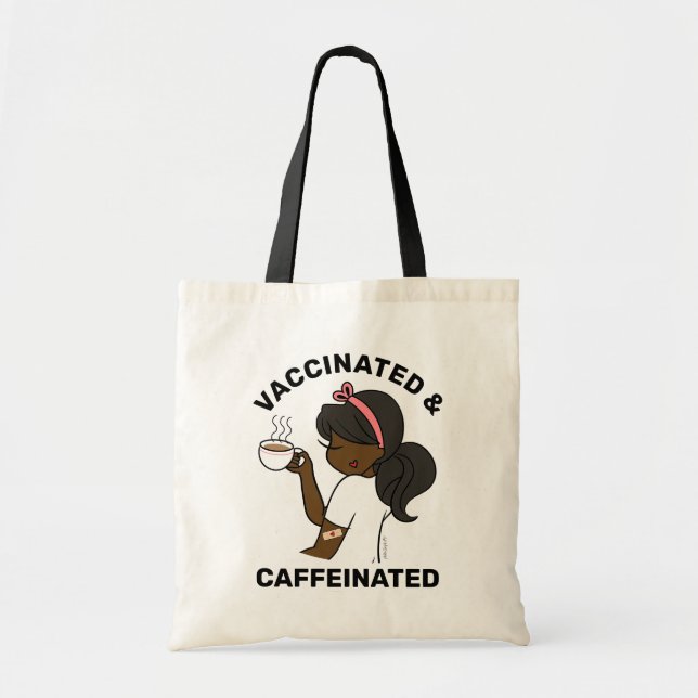 Personalised Caffeinated & Vaccinated Tote Bag (Front)