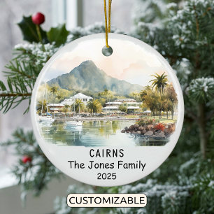 Personalised Cairns Ornament, Australia Ceramic Tree Decoration