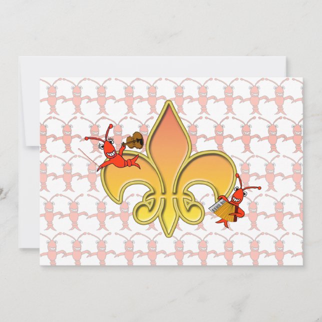 Personalised Cajun Crawfish Fleur de Lis Invite (Front)