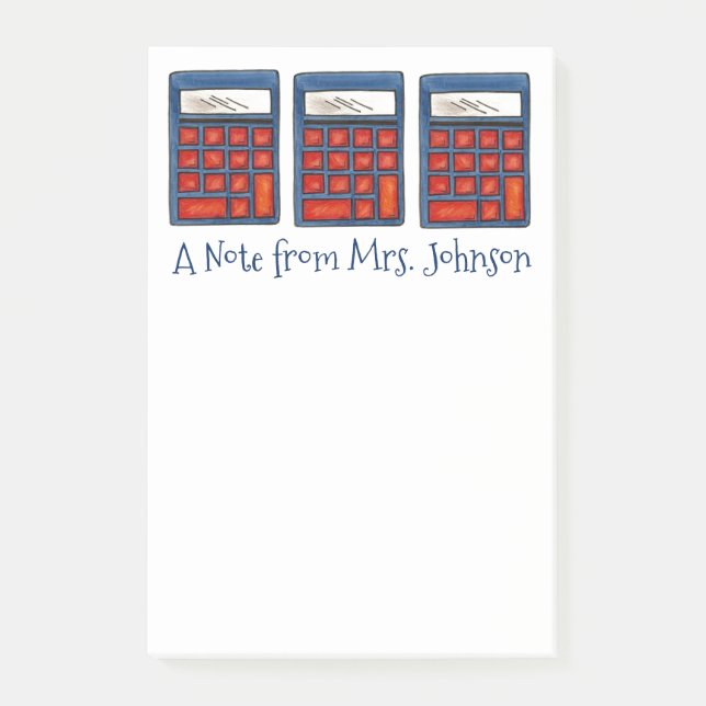Personalised Calculator Math Teacher School Class Post-it Notes (Front)