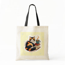Personalised Calico Cat Reading Tote Bag