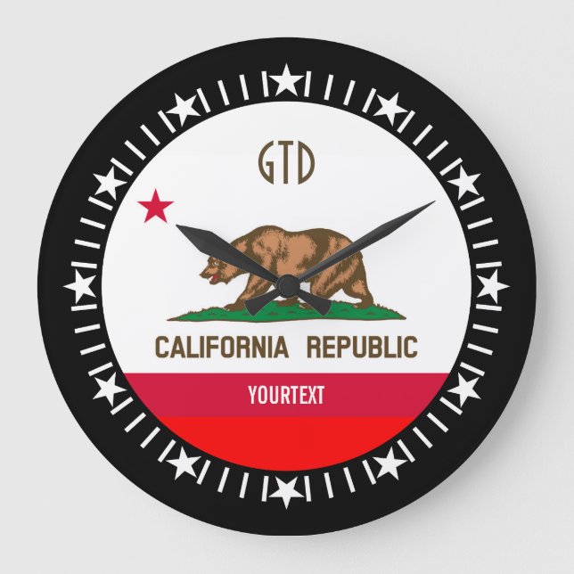 Personalised California State Flag Design on a Large Clock (Front)