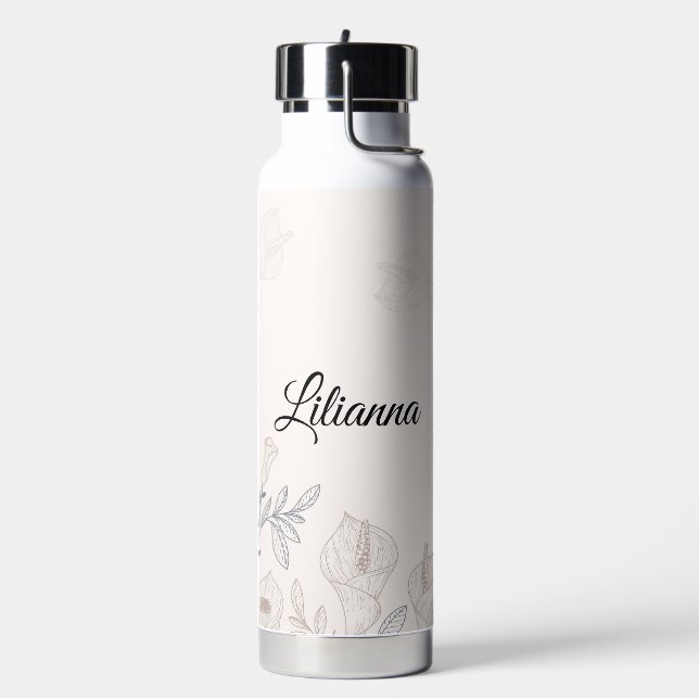 Personalised Calla Lillies Water Bottle (Left)