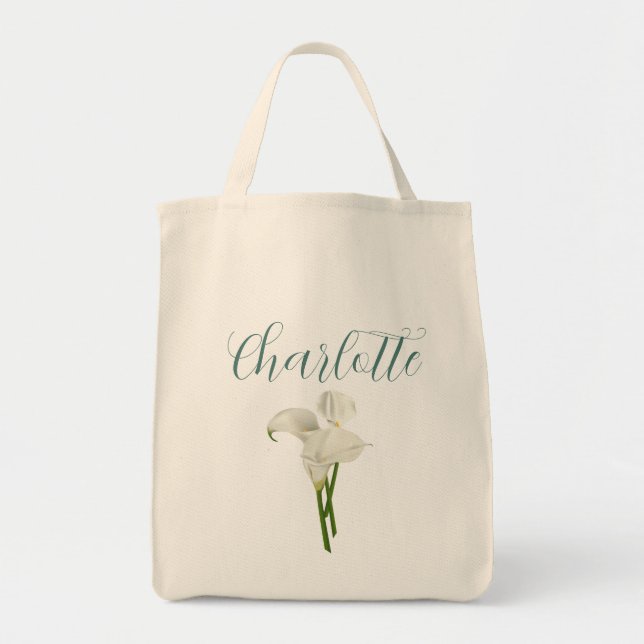 Personalised Calla Lily Tote Bag (Front)