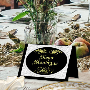Personalised Calligraphy - Black/Gold Place Card