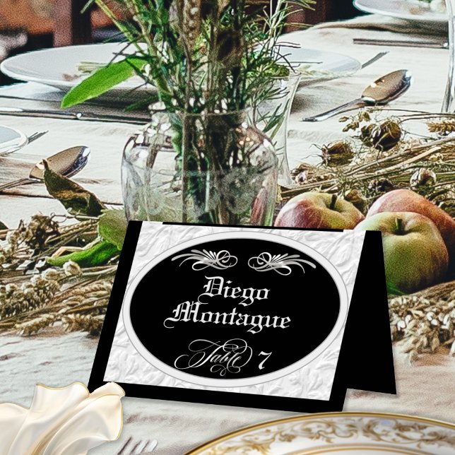 Personalised Calligraphy - Black/Silver Place Card (Creator Uploaded)