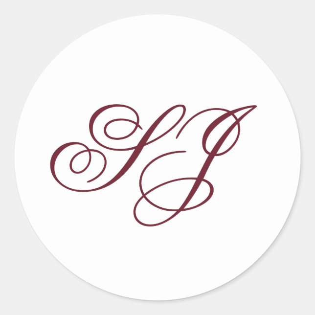 Personalised Calligraphy Monogram Wedding Classic Round Sticker (Front)