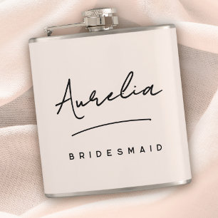 Personalised Calligraphy Name Pink Bachelorette Hip Flask