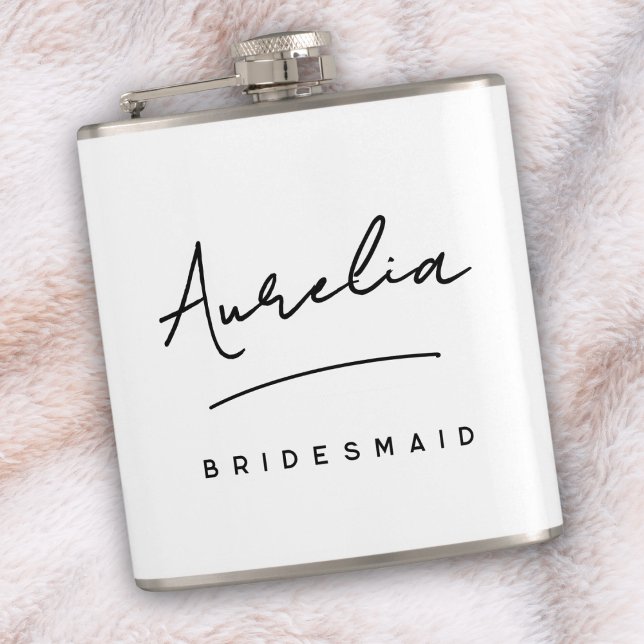 Personalised Calligraphy Name Pink Bachelorette Hip Flask (Creator Uploaded)