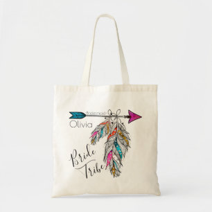 Personalised Calligraphy Native Bride Tribe Arrow Tote Bag